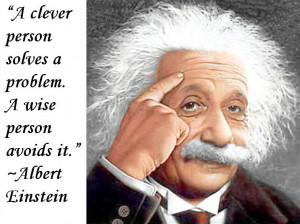 clever person solves a problem. A wise person avoids it.