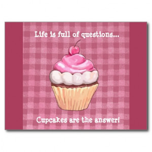 Cute Pink Gingham Cupcake Quote Postcard Post Cards