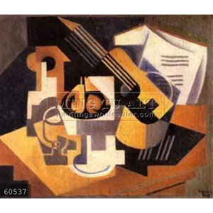 Hechos a mano Juan Gris abstracto bodegón pintura al óleo, Guitarra ...