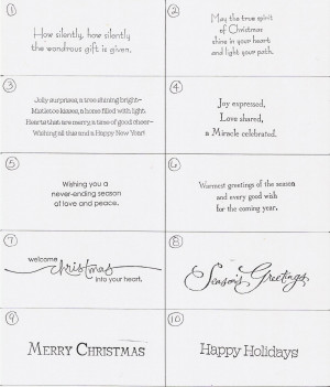 Christmas Card Greetings Sayings