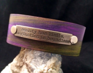Handmade one of a kind leather cuff bracelet with metal stamp quote ...