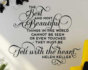 Best and Beautiful Helen Keller quote - Vinyl Wall Decal Sticker Art