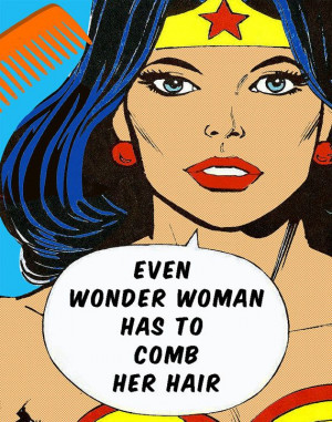 Wonder Woman, Girls Bathroom Decor, Comb your Hair, 