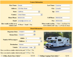 Top of Quote Request Form - Click for larger