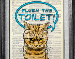 ... , DORM Wall Decor, Funny GIFT idea Bathroom Poster, Flush the Toilet