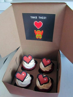 Legend of Zelda 8-Bit Heart Cupcakes [pic]