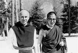 Thomas Merton, walking with XIV Dalai Lama at Dharamsala