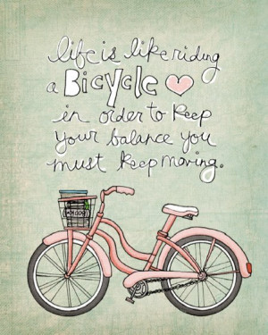 albert einstein, bicycle, keep moving, life, move, pink, text, words