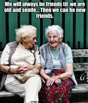 We will always be friends til we are old and senile... Then we can be ...