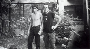 Julien Civange and Joe Strummer (right), 1984