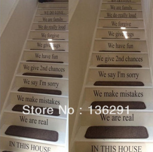 DIY LARGE STAIRS QUOTE IN THIS HOUSE RULES FAMILY LOVE WALL STICKER ...
