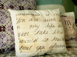 Pillow AND How to actually convert someone's writing onto fabric ...