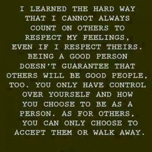 Life lesson....Count on yourself