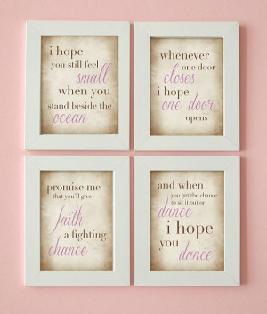 ... Art - Dance Quote - I Hope You Dance - Girl's Room - Set of 4 Prints
