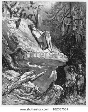 Don Quijote in Sierra Morena, thinking of Dulcinea - Picture from The ...