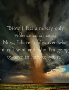 Now I feel a misery only violence could cure; now, I have to discover ...