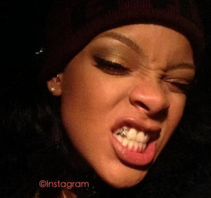 Barbadian singer Rihanna loves her mouth accessories, but instead of ...