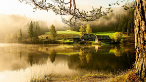 Download Country House, Lake, morning, quiet, beautiful scenery mood ...