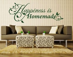 Details about Happiness is Homemade Wall Decal Quote, sticker, mural