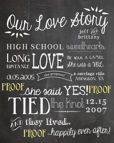 ON SALE Our Love Story Chalkboard Print DIY Weddings Home Decor