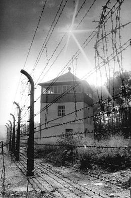 Watchtower at the memorial site Buchenwald, in 1983