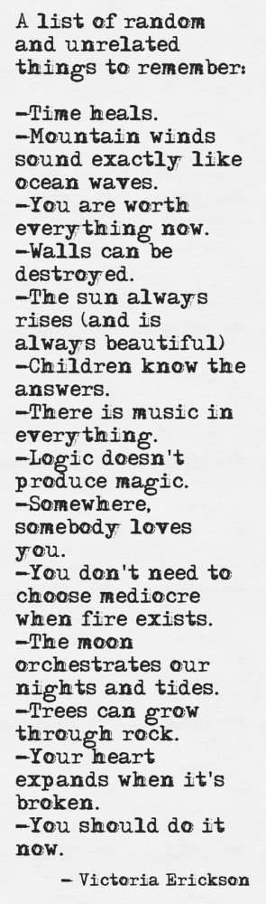 unrelated things to remember.: Victoria Erickson, Random Things, Quote ...