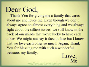 God, Thank You For Giving Me A Family That Cares About Me And Loves Me ...