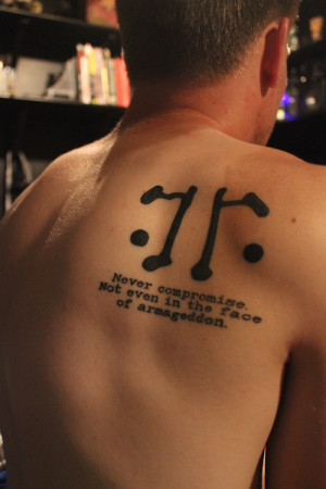 first tattoo; The Rorschach symbol from Watchmen, along with his quote ...