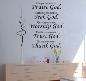 Christian Praise seek trust thank God -Art Vinyl DIY wall sticker ...
