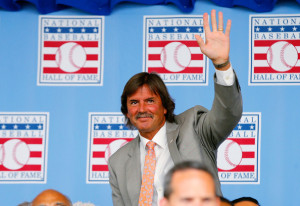 Dennis Eckersley Hall of Famer Dennis Eckersley is introduced during