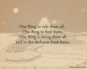 Ring to rule them all, One Ring to find them,One Ring to bring them ...