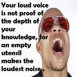 Your Loud Voice is not proof of the depth of your knowledge