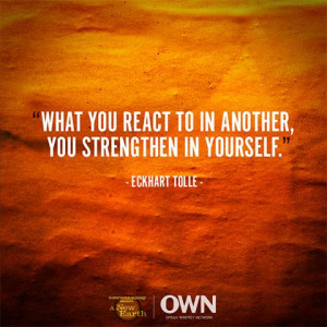... you react to in another, you strengthen in yourself. — Eckhart Tolle
