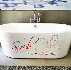Scrub-Troubles-Away-Bathroom-Shower-Toilet-Wall-Quote-Art-Stickers ...