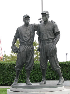 Pee Wee Reese Arm Around Jackie Robinson Statue Of And