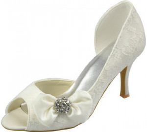 Vintage Ivory Lace Wedges Shoes