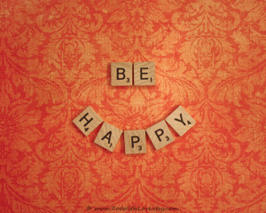 Be Happy Photo Art - Scrabble Quote Photography - Orange Wall Art ...