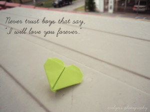 never trust boys that say i will love you forever..