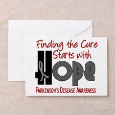 Support Parkinson's Disease Awareness Grey Ribbon Greeting Cards