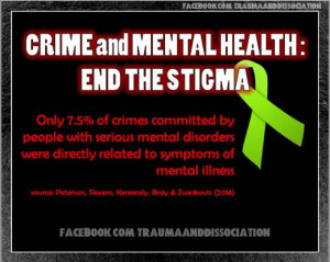 ... finds Mental Illness not usually linked to crime #stigma #timetochange