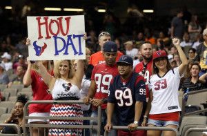 Aug 30, 2015; New Orleans, LA, USA; Fans of the Houston Texans before ...