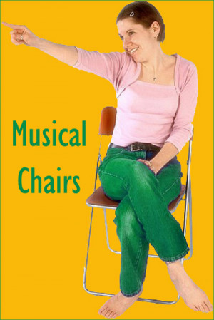 ... chairs with Christmas carols and teens: Young woman on a chair