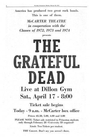 The ad for the Dillon Gym show, in The Princetonian student newspaper ...
