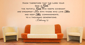 Deuteronomy 7:9 Know therefore...Religious Wall Decal Quotes