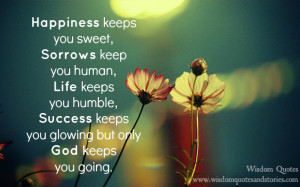 Happiness keeps you sweet, sorrows keep you human, Life keeps you ...