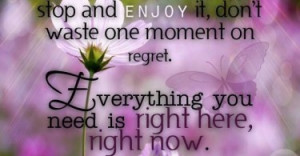 Take it all in, stop and enjoy it, don't waste one moment on regret ...