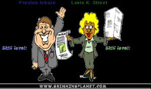 Funny cartoon of two senators; captions say (1) Preston Ishuze, first ...