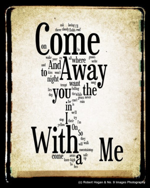 Come Away With Me Lyrics - Norah Jones Word Art - Word Cloud Art Print ...