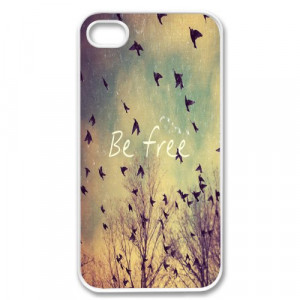 Apple iPhone 4 4G 4S Be Free Birds Cute Quote Retro Vintage WHITE ...
