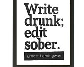 JOURNAL with Ernest Hemingway Quote Cover Art Write Drunk Edit Sober ...
